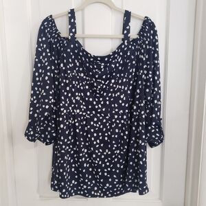 Cocomo Stretchy Cold Shoulder Tunic Top Women SIZE 2X Comfort Polka Dot Office‎